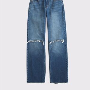 Abercrombie & Fitch Women’s Dark Blue Ripped Relaxed Jeans